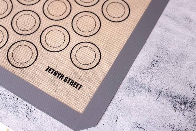 Macaron Baking Mat Silicone Non Stick, Full Sheet Reusable Pack of 2 Gray | Non-Stick Macaron Mat for Perfect Baking, Dishwasher & Oven Safe, For Macarons, Cookies, Bread and More, 16x24” (40x60cm)