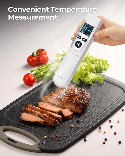 Infrared Thermometer Gun, Heat Temp Temperature Gun with Meat Probe 2-in-1, Digital IR Laser Thermometer Gun for Cooking, Pizza Oven, Meat, Griddle, Grill, HVAC