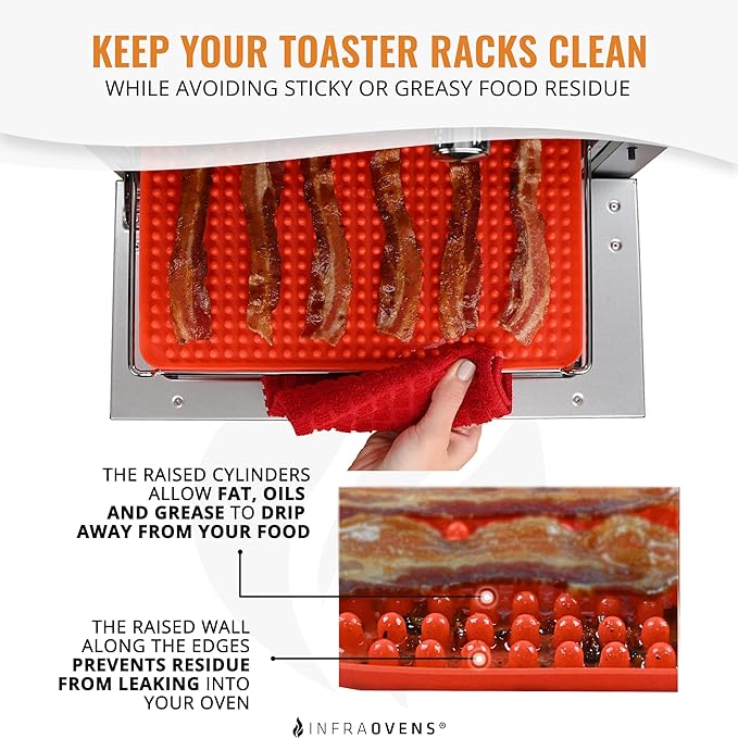 Toaster Oven Air Fryer Reusable Mats Accessories 10 x 12, Compatible with Cuisinart, Breville, Black and Decker + More, Non-Stick, Easy Clean, Food Safe Oven Liner Replacements for Parchment Paper