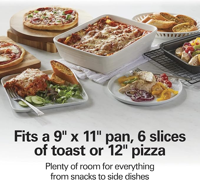 Hamilton Beach Easy Reach 6 Slice Countertop Toaster Oven | Roll-Top Door For Easy Access | Bake, Broil & Toast Functions | 150 to 450ºF Adjustable Temp | Auto Shutoff | Silver