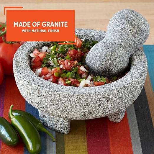 IMUSA USA Granite Molcajete Spice Grinder 6-Inch, Gray | Ideal for Grinding Spices and Herbs