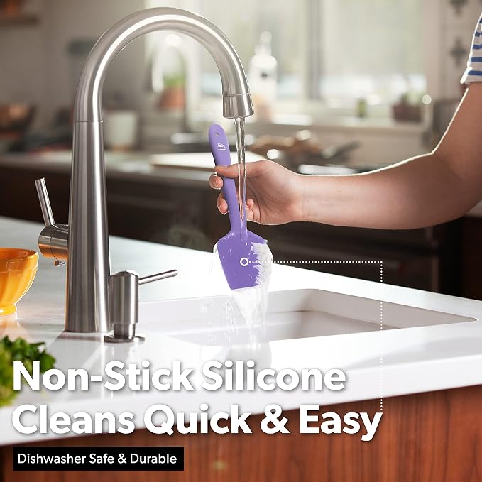 DI ORO Large Silicone Spatula - 600F Heat Resistant, Lavender | Rubber scraper for baking, mixing, and frosting; Won't scratch nonstick pots and pans; BPA-free and dishwasher safe