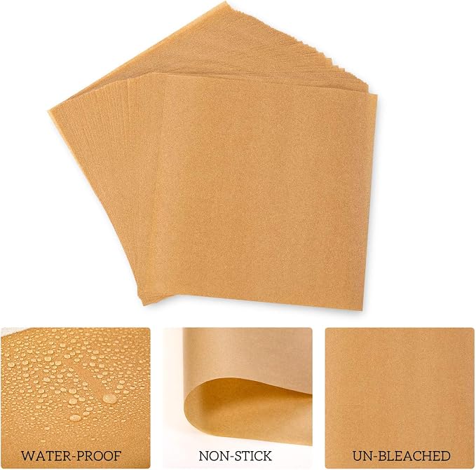 Hiware 200 Count Unbleached Patty Paper, Burger Patty Paper, Non-Stick Wax Paper Sheets for Separate Burgers, Cookies & Other Foods When Storing, Freezing - 6 x 6
