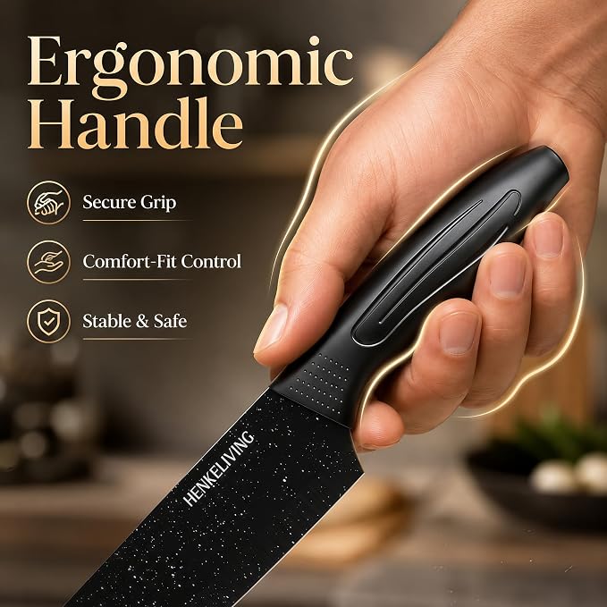 Knife Set with Built-in Sharpener Block, Dishwasher Safe | 14-Piece, High-carbon stainless steel blades, Ultra-sharp edges, Ergonomic non-slip handles, Great gift