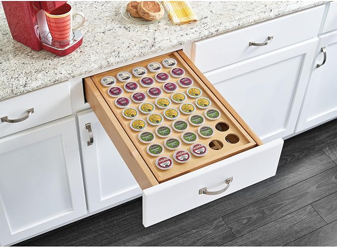 Rev-A-Shelf 15 Inch 2 Tiered Cutlery and Utensil Pullout Drawer Organizer with KCUP Tray and Soft-Close Slides, 4WTCD-18HSC-KCUP-1