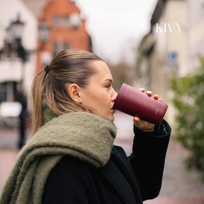 KIVY Travel Coffee Mug Tumbler [24h Cold | 6h Hot] Reusable Insulated Coffee Tumbler Stainless Steel - Spill Proof Coffee Travel Mug - Leakproof 12oz Insulated cup to go - Dishwasher Safe, BPA Free