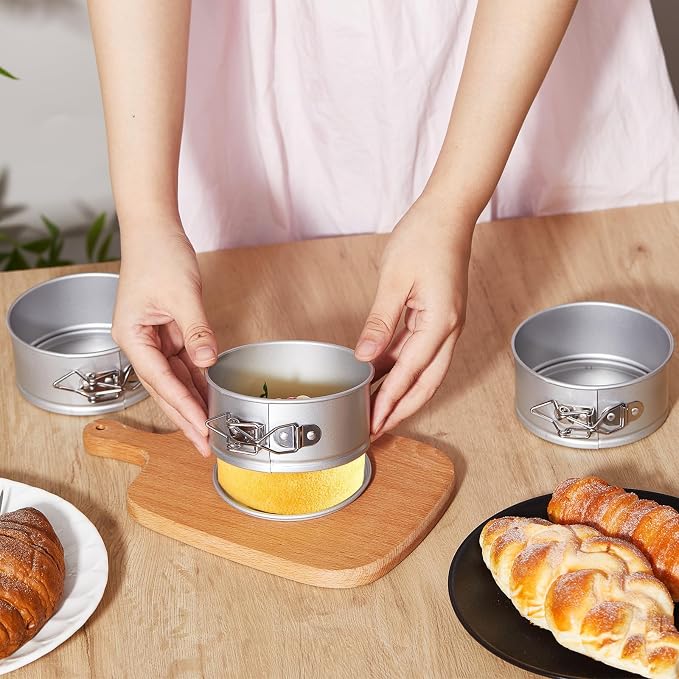 25 Pcs 4 Inch Springform Pan for Baking Mini Cheesecake Pans with Removable Bottom Nonstick Leakproof Round Cake Mold Spring Form Molds for Mini Cheesecake Pizza and Quiches (Silver)