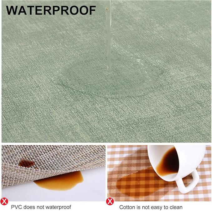 Faux Leather Heat Resistant Placemats 6 Packs, Waterproof Wipeable Dining PU Place Mats for Indoor & Outdoor, Easy to Clean, Sage Green
