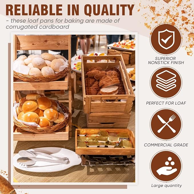 50 Pcs Paper Baking Loaf Pan with Lids Disposable Paper Pans Mold for Christmas Winter Birthday Cake Bread Bakery Holiday Gifts(5.91 x 2.48 x 1.94 Inches)