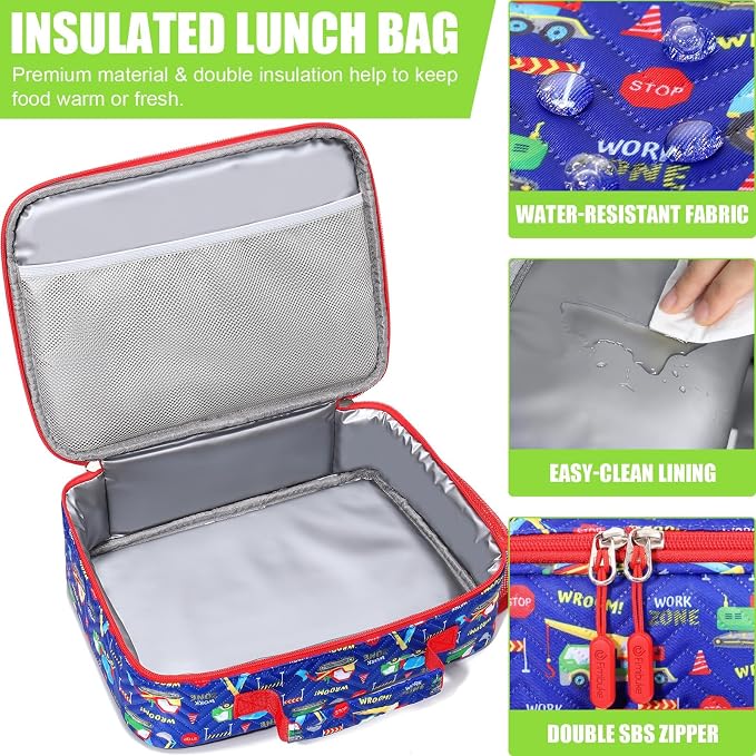 Fimibuke Kids Bento Snack Lunch Box with Thermo Insulated Toddler Lunch Bag | Lunch Box Kids with 4 Compartment, Food Jar, Ice Pack, Utensils, Birthday Gifts for Ages 3-12 Back to School Toddler Girl Boy
