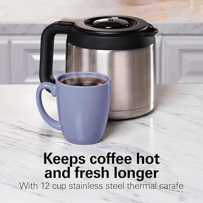 Hamilton Beach Flexbrew Advanced 5-in-1 Drip & Single Serve Coffee Maker | Single Serve Hot & Iced Coffee Maker | 12 Cup Thermal Programmable Drip Coffee Maker | Removable 60 oz. Reservoir | Black