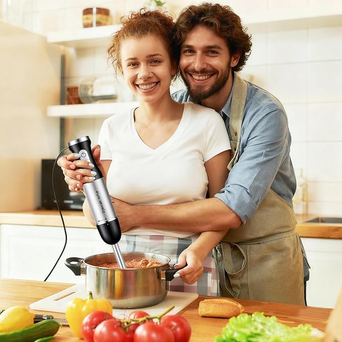 Upgrand 1100W 5-in-1 Immersion Blender Handheld, Black | 30 Speed Stick Blender with Turbo, 15,500 RPM, Includes Whisk, Milk Frother, 500ml Chopper & 600ml Beaker