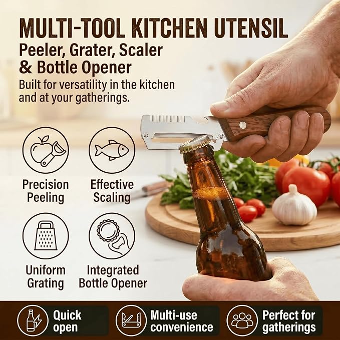 2.5mm Stainless Steel peeler with Wooden Handle - Shredding Knife or vegetables - Elite Multifunction vegetable & fruit Peeler knife - y-peeler for vegetables, Food Prep & Garnishing (2pcs)