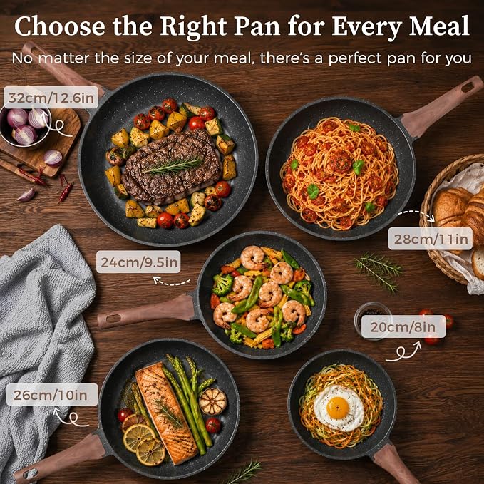 YASHE 11 Inch Granite Nonstick Frying Pan, Induction Compatible, Non-Toxic | Skillet with Stay-Cool Handle Cooking Pan for All Stovetops PFOA/PFOS Free Egg Frying Pan for Pancakes & Bacon