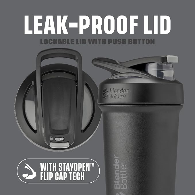 BlenderBottle Sport Sleek Stainless Steel Shaker Bottle 25 oz Black