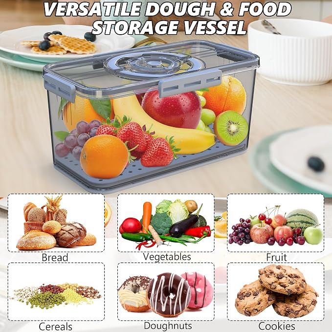 Bread Box with Lid and Handle,Airtight Bread Storage Container with Time Recording,Bread Keeper for Homemade Toast, Bagel, Portable bread boxes for Camping & Outdoor Travel,Not dishwasher safe