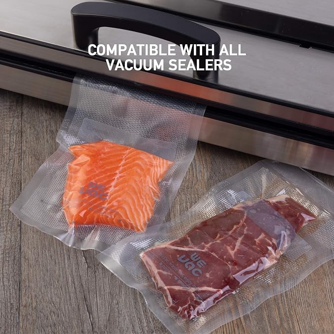 Wevac Vacuum Sealer Bags 6x10" 100 Pint for Food Saver Vacuum Seal Machine | Sous Vide, Freezer Safe, PreCut, BPA Free, Commercial Grade, Heavy duty, Meal Prep, Soup, Meat, Fish, Hunting, Vac Storage