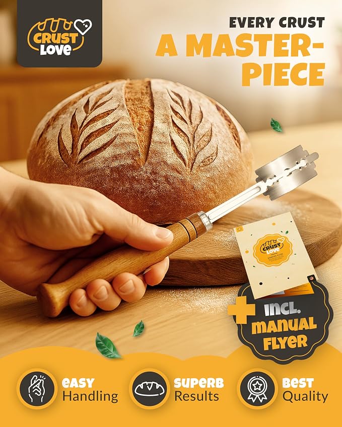 Bread Lame 2-Piece Set for Controlled Dough Scoring with 5 Blades | Straight & Curved Scoring for Clean Expansion, 2 Bread Lames with 5 Blades, Dough Scoring Tool for Sourdough & Artisan Bread