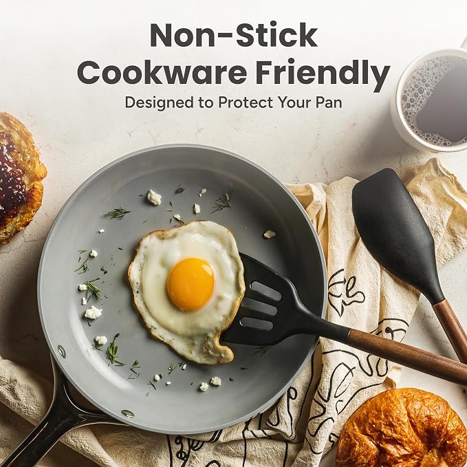 SMIRLY Silicone Kitchen Utensils Set, 22-Piece Acacia Wood Handle, Orange | Cooking Utensils Set, Spatula Set with Utensils Holder, for Nonstick Cookware, for New Home & 1st Apartmen, BPA Free