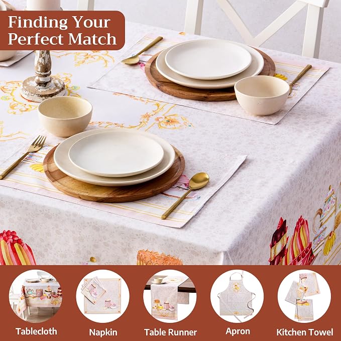 Maison d' Hermine Placemats Set of 4 Reusable 100% Combed Cotton (13"x19") | Cloth Place Mats Washable Table Mats for Kitchen Dining Party Wedding Hotel Home Restaurant Spring Summer - Pastries