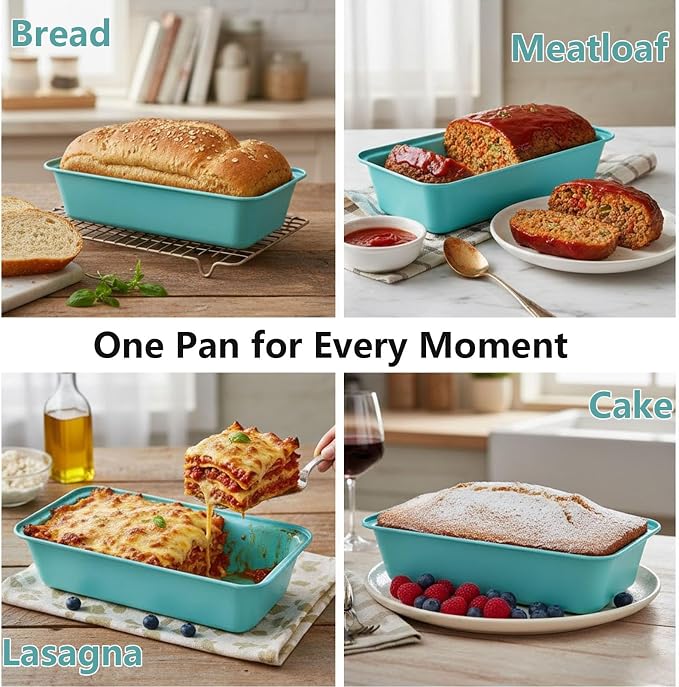3-Pack 12x4 Long Loaf Pans, Nonstick Carbon Steel Bread Baking Pan | for Sandwich Bread, Homemade Bread, Sourdough, Easy Release, PFOA Free