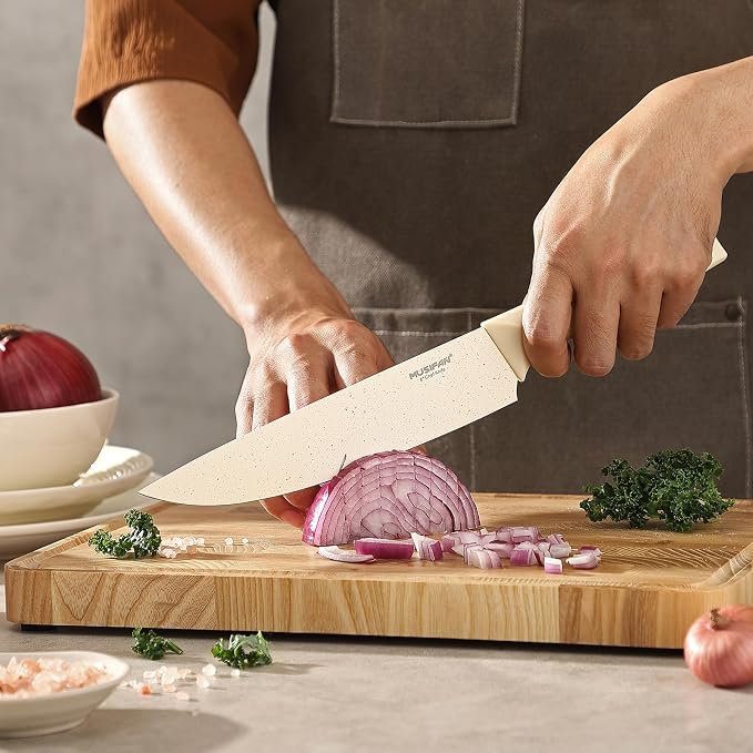 7-Piece Kitchen Knife Set ，Knife Block Sets and High-Carbon Stainless Steel Kitchen Knives for Cooking ，Dishwasher Safe,Ergonomic Handle