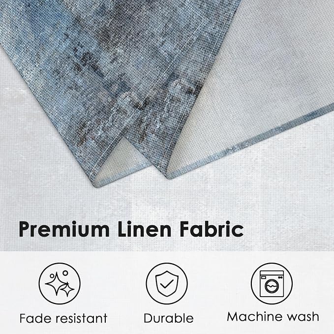 Emvency Farmhouse Placemats Set of 4, 12x18 Inch, Denim Blue | Modern Abstract Art Painting Table Mats for Outdoor Home Party Kitchen Dining Decoration