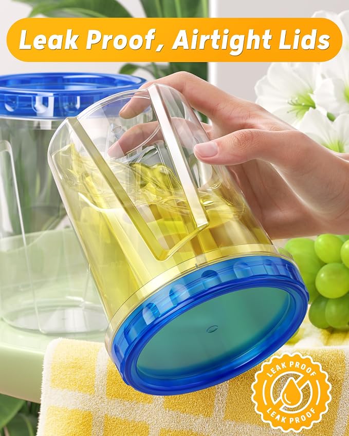 BiuLeon 6 Pack-34 oz Freezer Storage Containers, Plastic Food Storage Containers with Twist Top Lids, BPA Free and Reusable Soup Containers with Lids, Leakproof/Microwave/Dishwasher Safe
