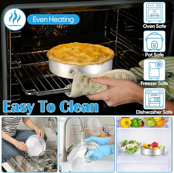 TeamFar 7 Inch Cake Pan, Stainless Steel Round Layer Cake Baking Pan | Baking Tin for Birthday Wedding, Non-Toxic & Heavy-Duty, Mirror Finish & Leak Proof, Oven & Dishwasher Safe