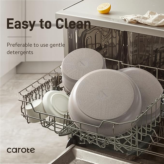 CAROTE 19pcs Pots and Pans Set Non Stick, Detachable Handle Cookware Sets | Ultra Nonstick, Space Saving, Dishwasher & Oven Safe, Non-Toxic Kitchen/Apartment/Camping/RV/ Traveling, Taupe