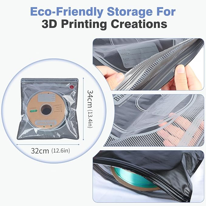 Vacbird 30pcs Filament Storage Bags Light-Proof Vacuum Storage Kit with USB Pump, 3D Printer Filament Vacuum Sealed Bags for Keeping Dry, Plus Size 32X34cm