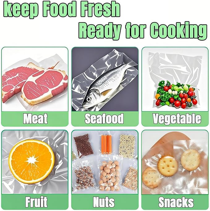100 Pack Vacuum Sealer Bags for Food Saver - PreCut 8"x12", Commercial Grade BPA Free, 6X Freshness Airtight Food Storage Bags for Freezer & Sous Vide, Fits All Clamp Machines