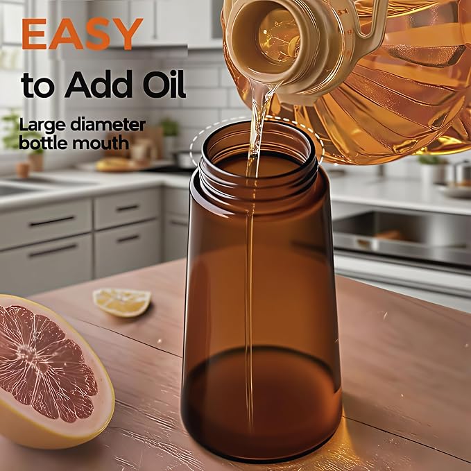 16oz/470ml Glass Olive Oil Sprayer for Cooking | 2 in 1 Oil Dispenser for Kitchen Spray and Pour, Premium Oil Bottle, Food-Grade Spray Bottle, for Salad, Air Fryer, BBQ