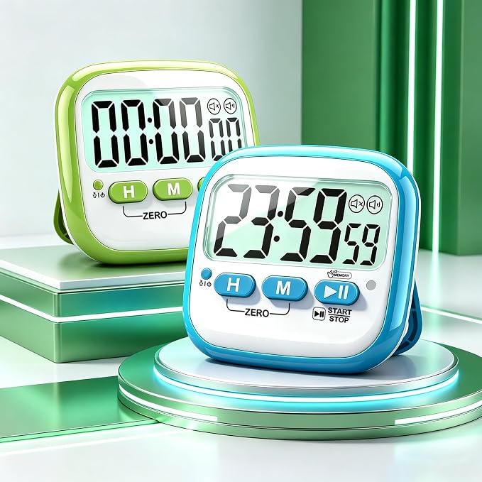 2 Pack Classroom Timers for Kids Teachers, Magnetic Countdown Digital Kitchen Timer for Cooking, Study, Exercise, Games, Time Mangement - Loud/Silent Mode - Battery Included