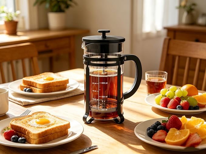 French Press Coffee Maker 34oz, Glass Coffee Press With Extra Filter-Black | Thickened Glass Stainless Steel, for Coffee, Cold Brew,Tea & Cocoa