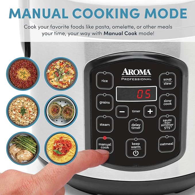 AROMA® Professional 8-Cup (Cooked) / 2Qt. Digital Rice & Grain Multicooker, ARC-984SBD
