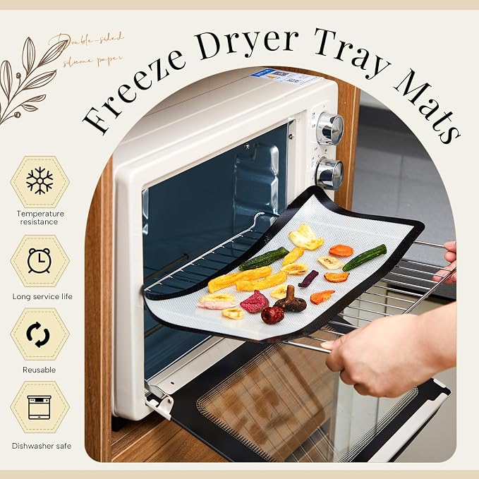 Reallnaive 5 Pieces M - Medium Silicone Mats Compatible with Harvest Right Freeze Dryer Silicone Mats Reusable Baking Sheet Durable Easy Clean No Stick Trays Drying Liners for Kitchen (Black)