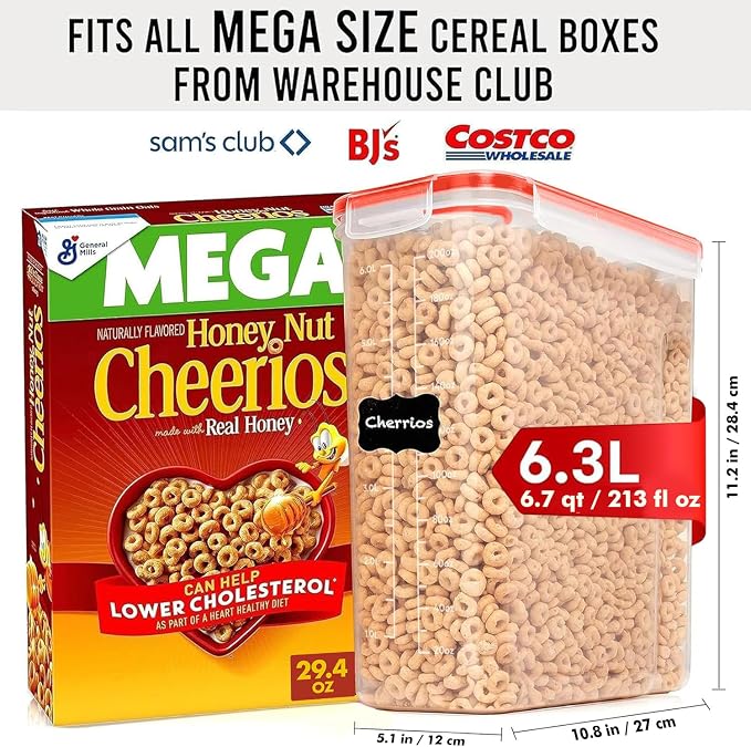Shazo 2 Pack (6.3L / 213OZ) EXTRA Large Airtight Food Storage Cereal Containers for Bulk Food Storage BPA-Free Plastic Container, Pantry Organization and Canister for Rice, Pasta, Sugar & Flour