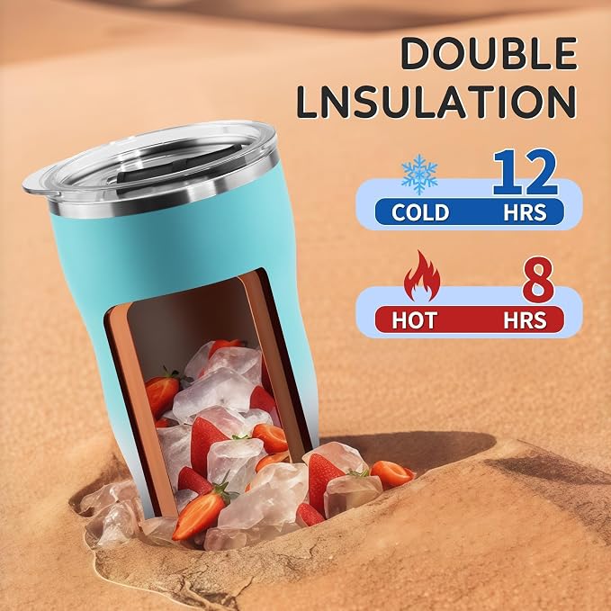 20 oz Insulated Tumbler, Straw and Flat Lids,Blue white | 18/8 stainless steel, double-wall vacuum insulation, BPA-free materials, reusable straw, for everyday hot and cold drinks.