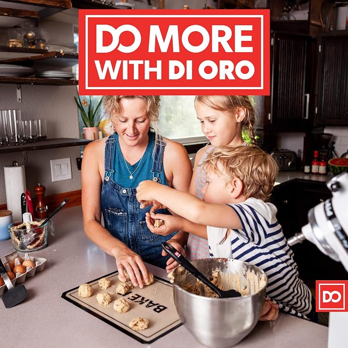 DI ORO Large Silicone Spatula - 600F Heat Resistant, Black | Rubber scraper for baking, mixing, and frosting; Won't scratch nonstick pots and pans; BPA-free and dishwasher safe
