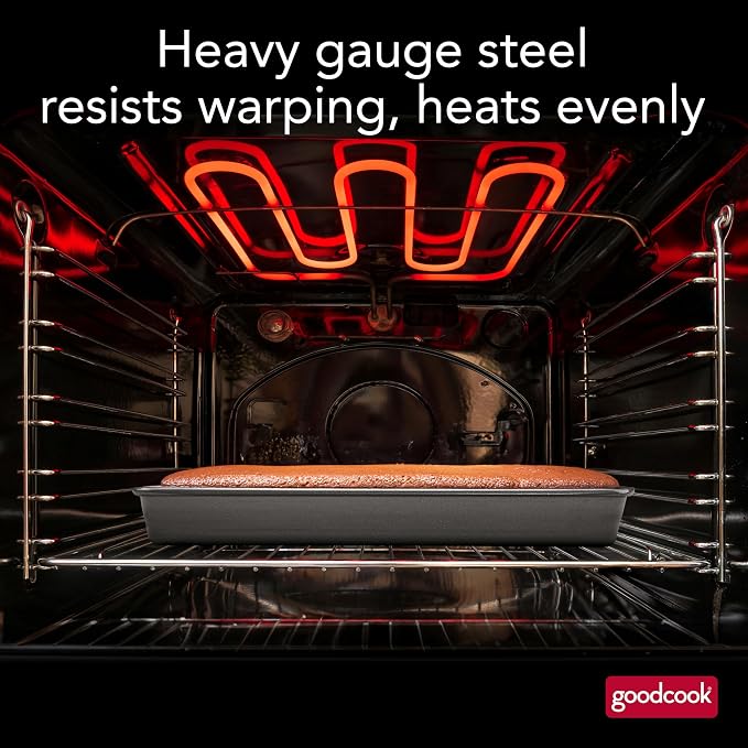 Good Cook Everyday Baking Pan with Scratch-Resistant Metal-Utensil Safe Nonstick, 7 x 11-Inch, Gray