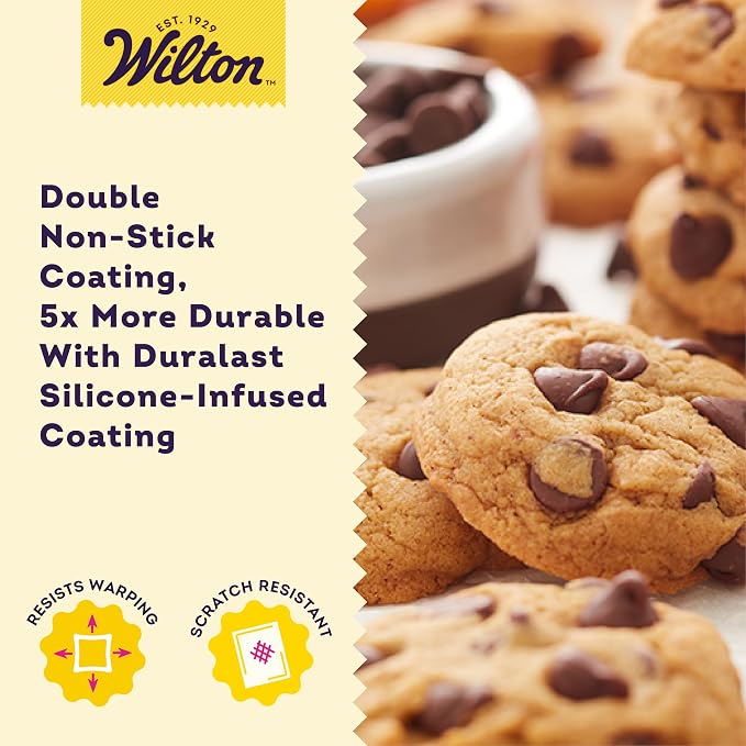 Wilton Platinum Non-Stick Large Baking Sheet, Made Without PFAS, 11x17 in. | DURALAST Silicone Infused Double Coating, 5X More Durable with Anti-Warping Technology, Perfect for Large Sheet Baking