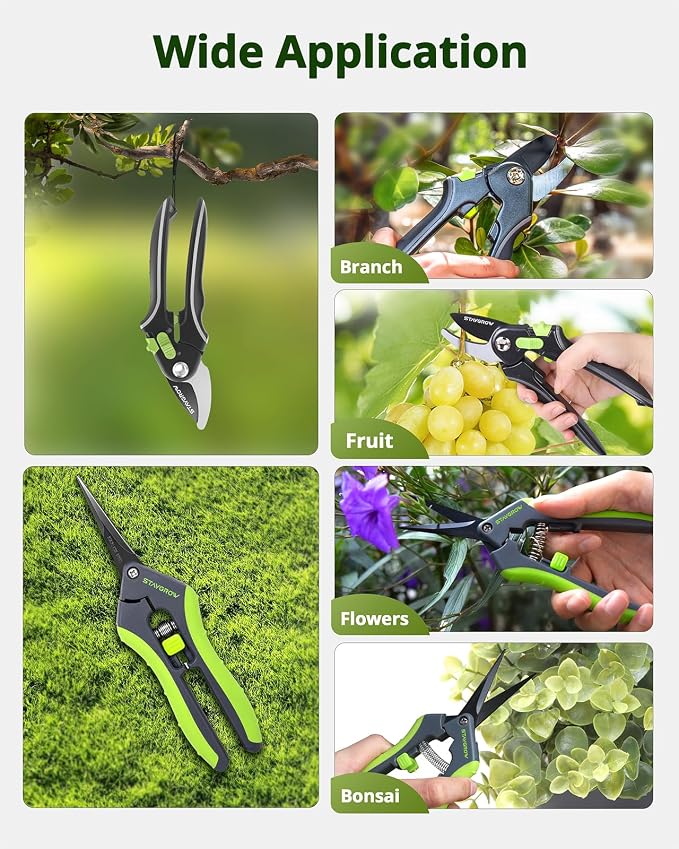 Gardening Scissors, Sharp Plant Trimming Scissors 2 Pack | Stainless Steel Pruning Shears for Precise Cuts,Bonsai Clippers,8.5" Bypass Garden Shears & 6.5" Straight Trimming Scissors