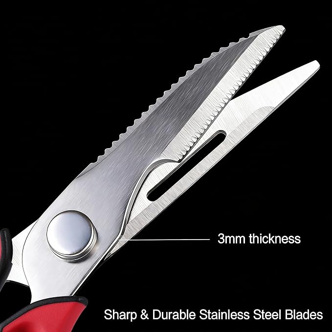 Come Apart Kitchen Scissors for Food, All Purpose Kitchen Shears (Red) | Easy to Clean, Detachable Blade, Comfort Grip, Multi Functional Cooking Scissors for Meat, Poultry, Fish