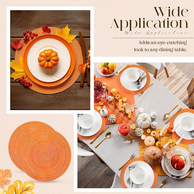 Geosar Disposable Paper Placemat Cotton Woven Look 13'',100 Pcs,Orange