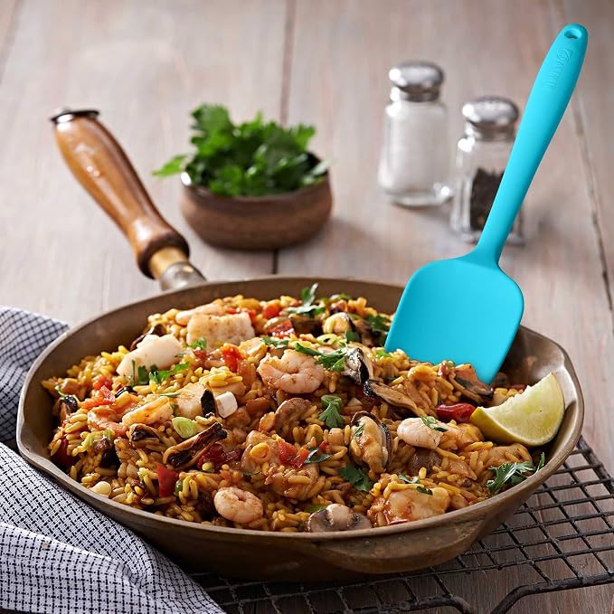 3-Piece Silicone Spatula Set, 600°F Heat Resistant, Multicolored | Stainless Steel Core, Silicone Rubber Spatulas for Nonstick Pans, Spatula, Spoonula and Mini Spatula for Cooking and Baking