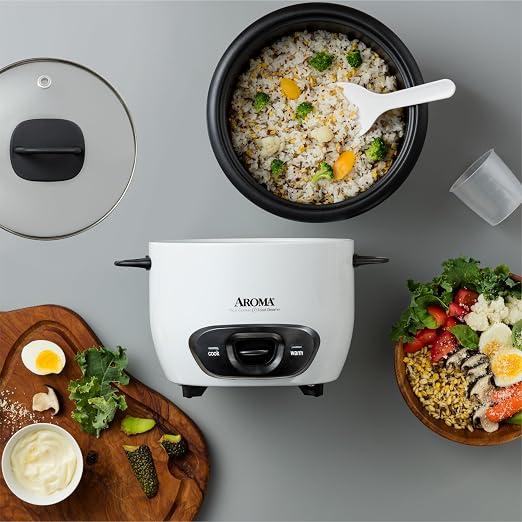 Aroma Housewares 6-Cup (Cooked) (3-Cup UNCOOKED) Pot-Style Rice Cooker (ARC-743G) , White