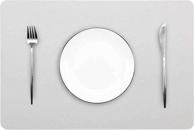 Wipeable Placemats Leather Table Mats Waterproof Heat-Resistant Easy to Clean for Dining Table Set Kitchen Table (6, Slate Grey)