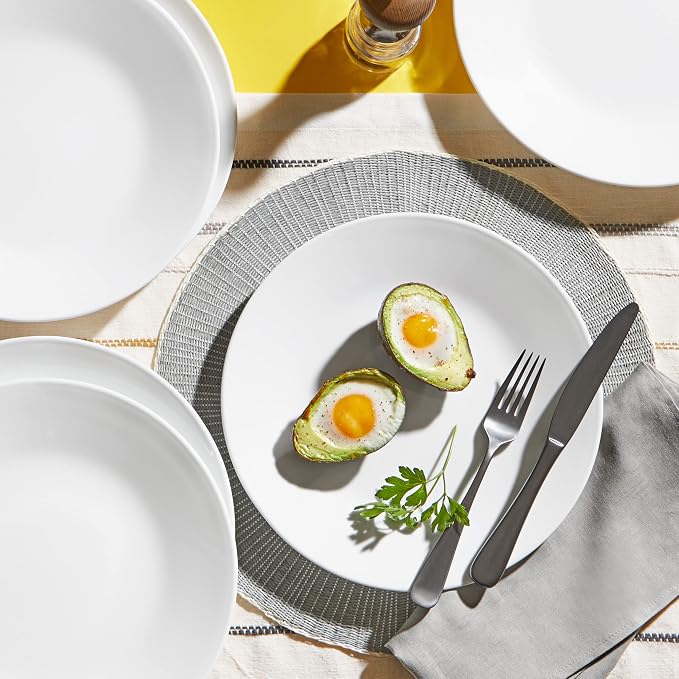 Corelle Dinnerware Set (12pc Set, Winter Frost White)-Dinner Set for 4 | 4 x Dinner Plates, Side Plates & Bowls | 4 x Dinner Plates, Side Plates & Bowls