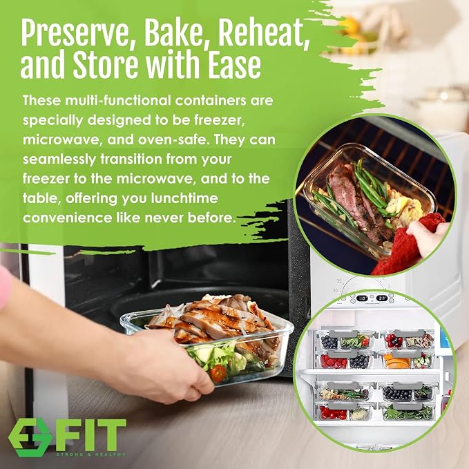 Glass Meal Prep Containers 2 & 3 Compartment, Leak-Proof Lids 32 oz 4 Pack | Glass Bento Boxes Food Lunch Containers with Lids for Adults, Airtight Snap-Lock, BPA-Free, Microwave Oven Freezer Safe, Gray